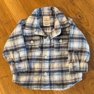 Old Navy Kids Gray and White Plaid Button Down Shirt